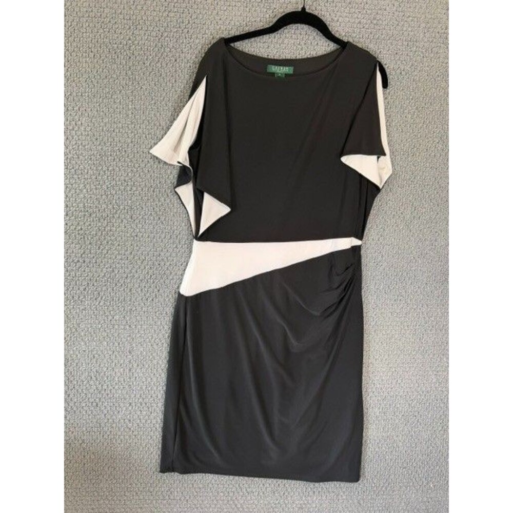 Lauren Ralph Lauren Women’s Size 14 Black Dress Colorblock Trim A++ Silhouette